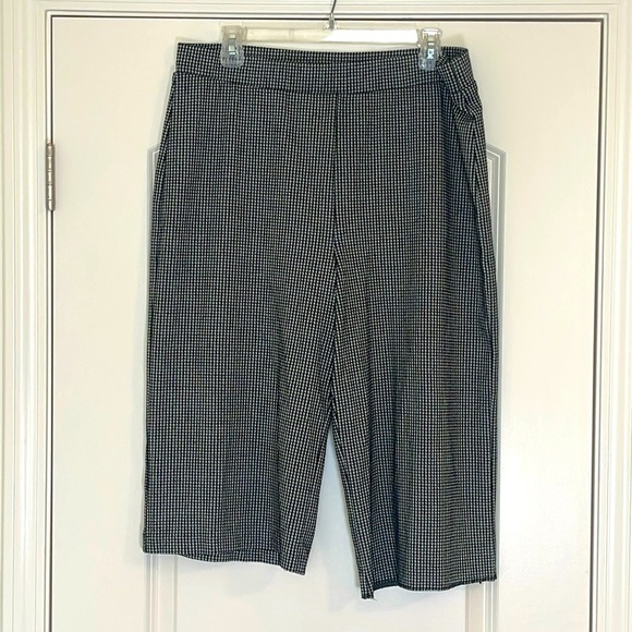 Serengeti Black & White Houndstooth Check Flowy Flare Leg Gaucho Pants Size XL - Picture 1 of 5